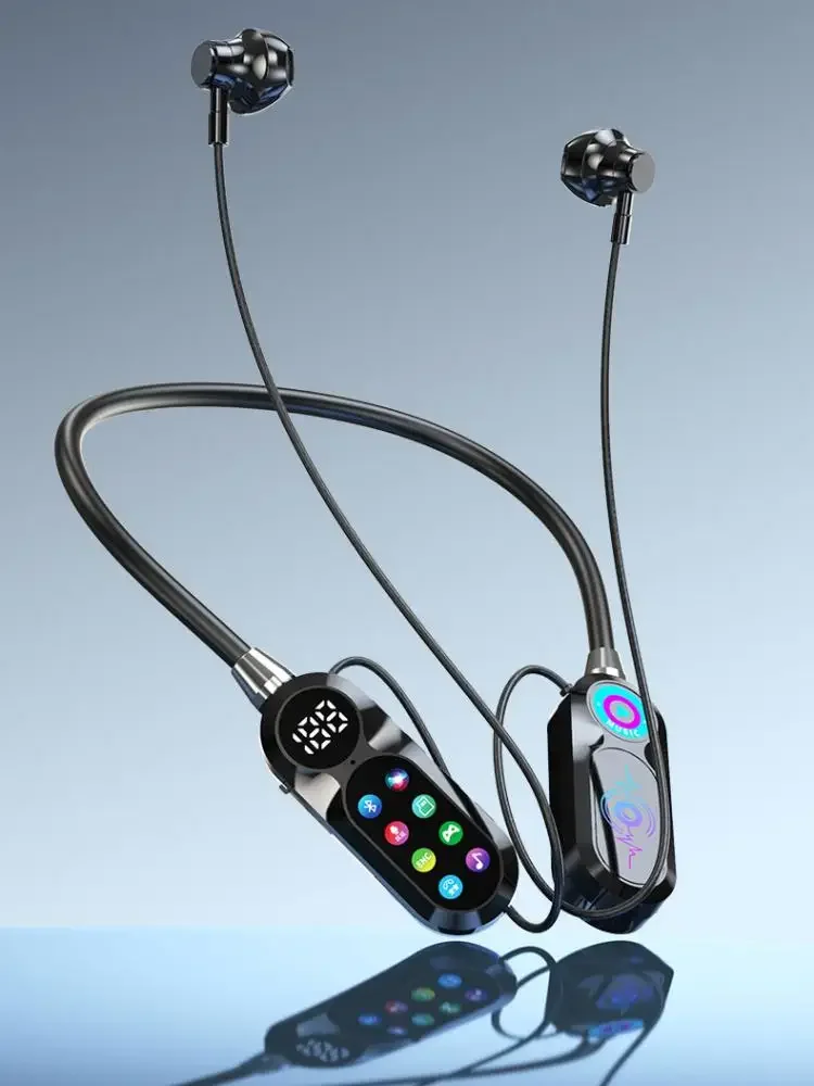 Écouteurs sans fil Bluetooth 5.4, oreillettes avec écran HD, tour de cou, TWS, HiFi, stéréo, Assistant vocal, prise en charge de la lecture TF