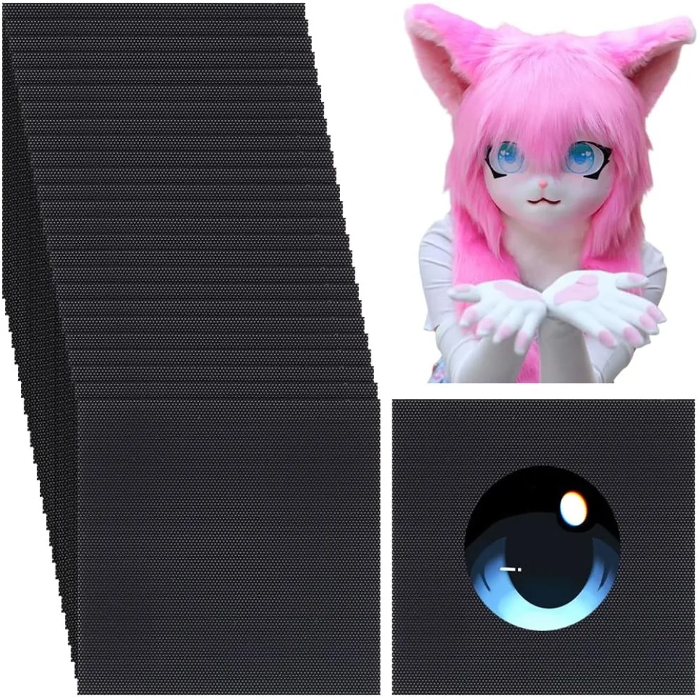 

40 pcs Fursuit Eye Mesh 3.54 x 3.54 Inch Printable PVC Plastic Mesh Canvas Sheets for Furry Costume Roleplay Fursuits Sculpting