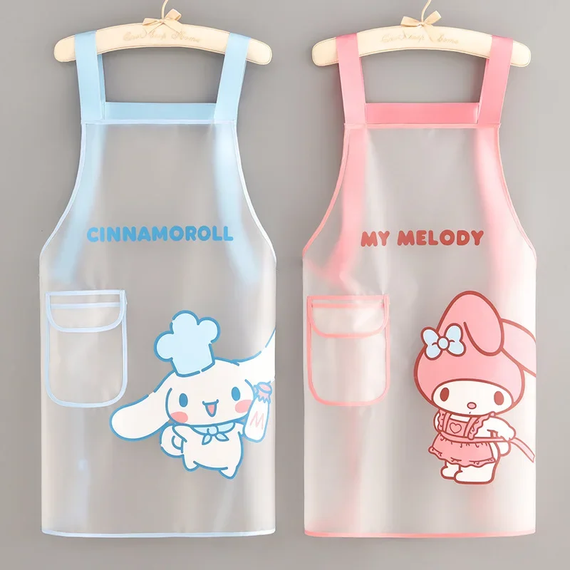 

Sanrio Kawaii Cinnamoroll фартук MyMelody аниме мультфильм Дом Кухня симпатичный ТПУ водонепроницаемый и маслостойкий креативный прозрачный фартук