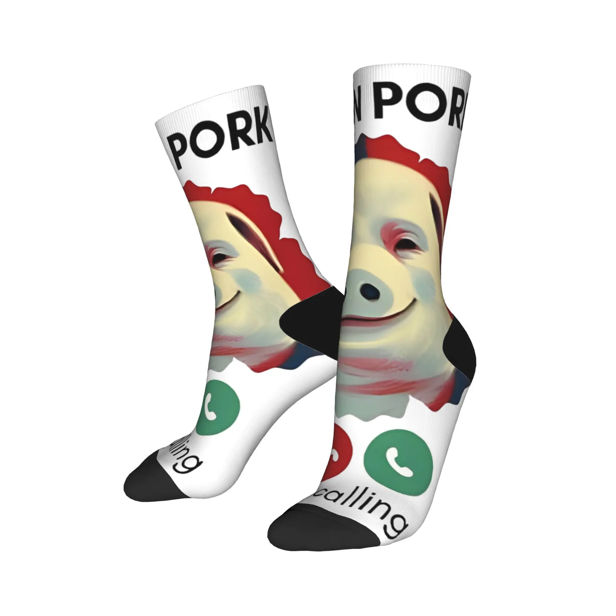 

Crazy Design John Pork Is Calling Funny Pig Meme Basketball Socks Polyester Crew Socks for Unisex Non-slip