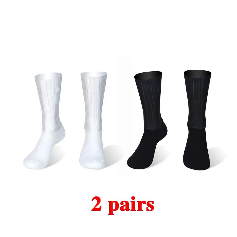 

2 пары летних велосипедных носков Aero с силиконовыми вставками против скольжения, белые, для мужчин, для велоспорта, бега и занятий спортом