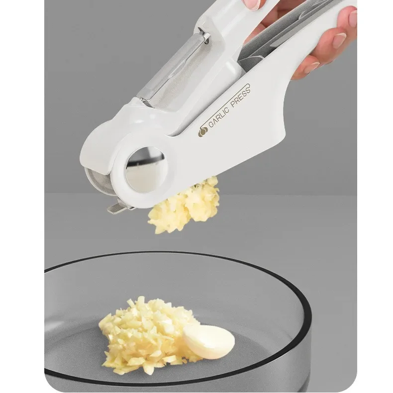 4 in 1 Ergonomic Handle Multifunctional Garlic Mincer Slicer Food-Grade ABS Stainless-Steel Garlic Press Can Opener Vegetables