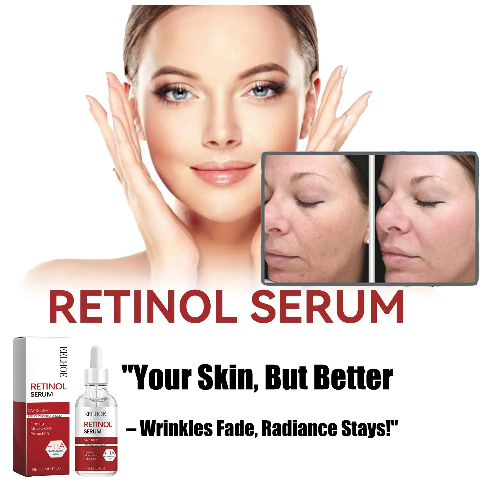 الريتينول مزيل التجاعيد مجموعة الوجه ترطيب عميق فوري الوجه فوري ثبات رفع تتلاشى الخطوط الدقيقة تبييض العناية بالبشرة الكورية #4