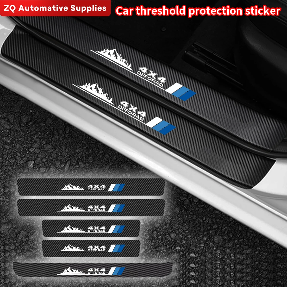 

4x4 Off Road Carbon Fibre Sticker Car Door Sill Trunk Threshold Protector Sticker For Mitsubishi Lada Jeep JDM Polo Accessories