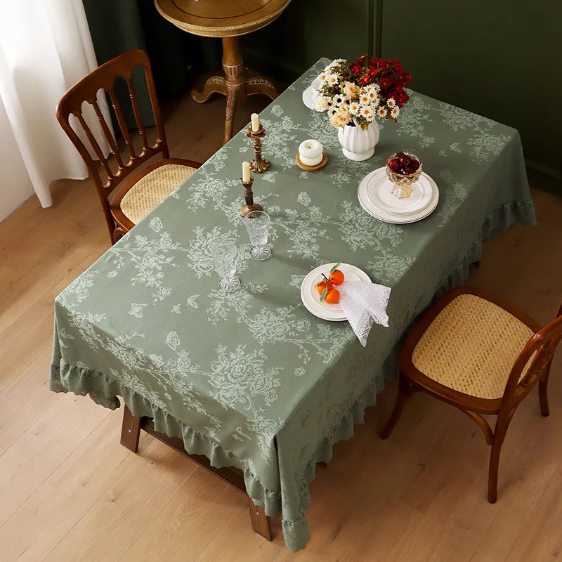 French-style lace tablecloth Thick ruffled edge craftsmanship tablecloths decoration Rectangle table cloths fabrics