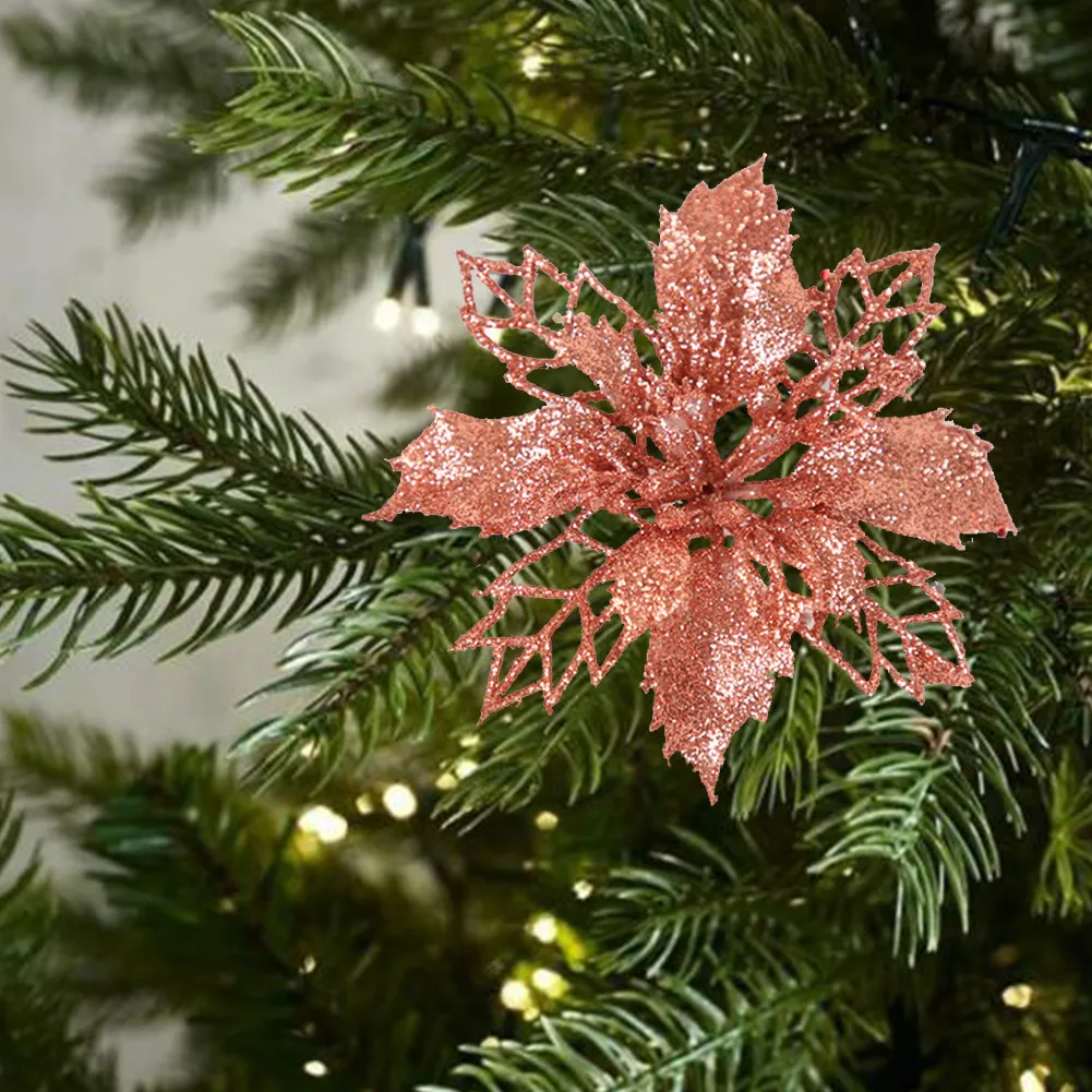 مجموعة ديكور معلقة على شكل شجرة زهرة البونسيتة اللامعة الكبيرة لعيد الميلاد مكونة من 510 حلي متألقة لشجرة عيد الميلاد ومنزلك