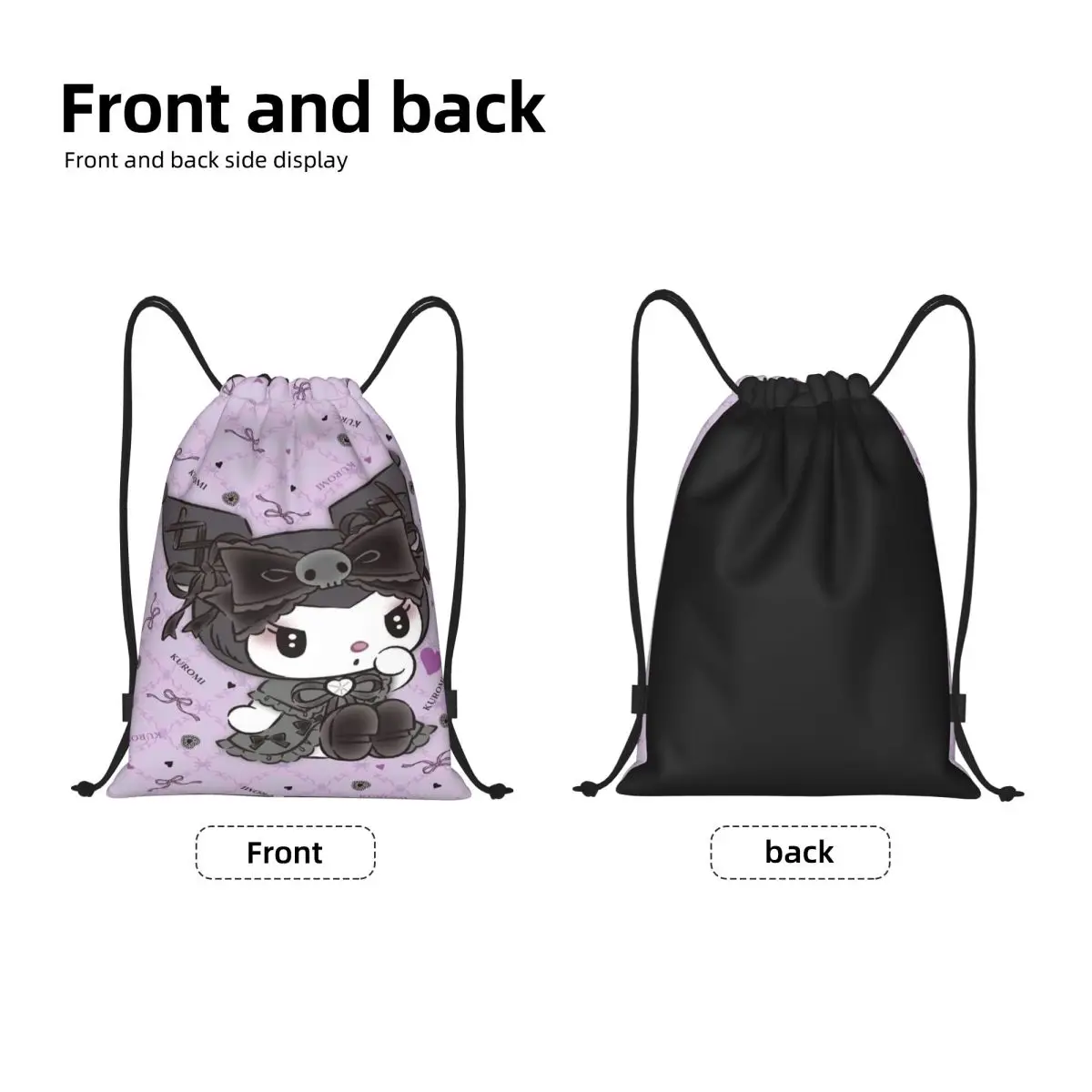 Sac à dos de sport personnalisé Kuromi Cartoon Proximity Wstring pour hommes et femmes, sac de sport portable, sacs à dos de shopping