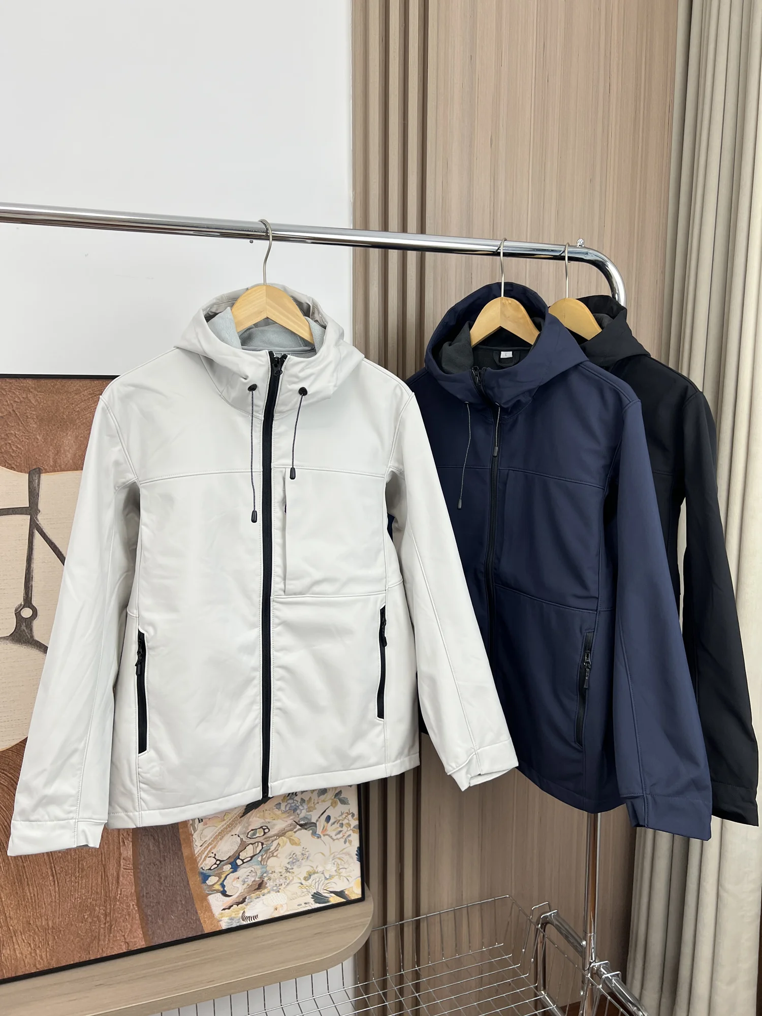 

Commuter Series Men's Fce Lined Soft ell Jaet Outdoor Couple Sle 3D Tailoring Autumn Winter Faion Urban Casual Zipper