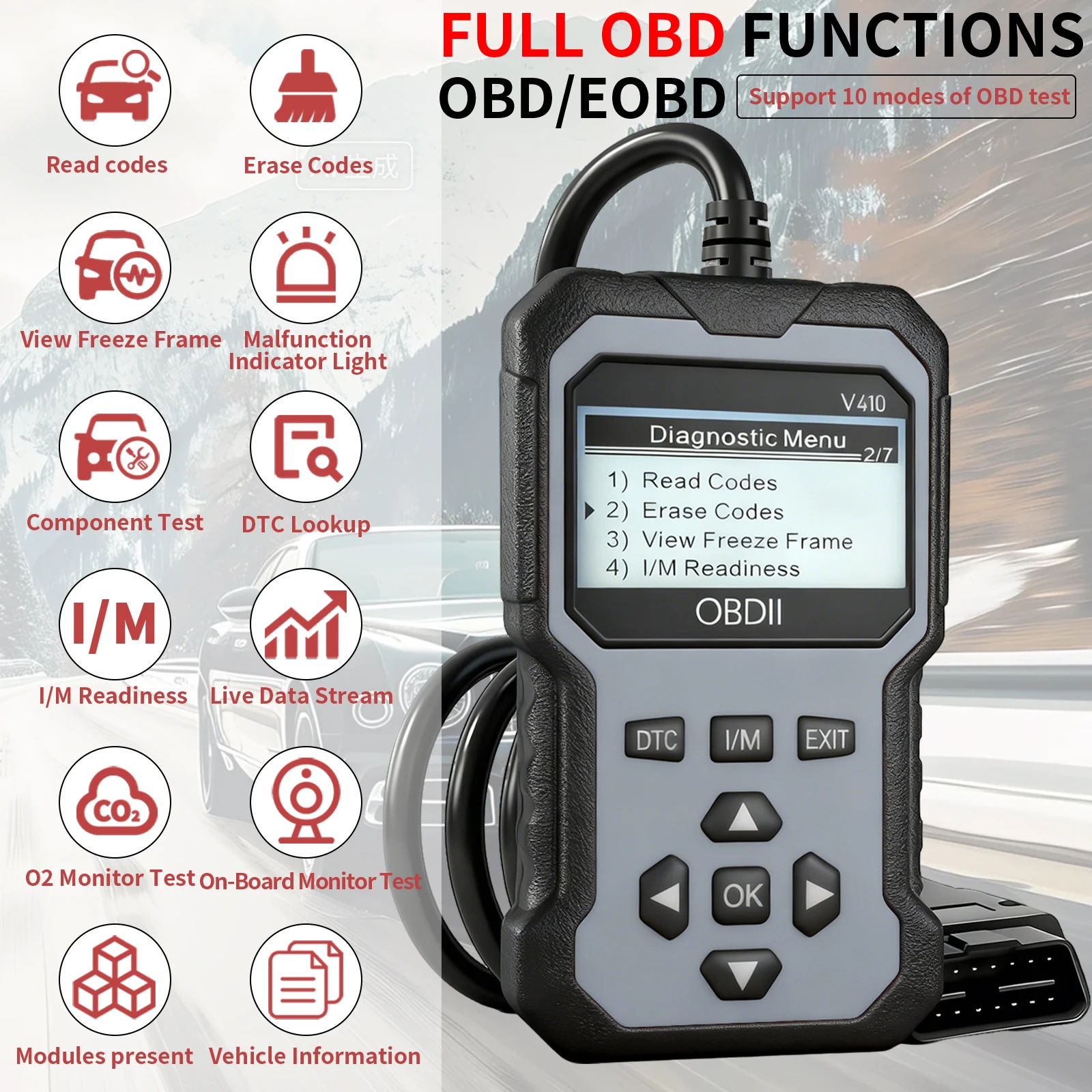 يمكن لقارئ رمز خطأ محرك السيارة الماسح الضوئي Obd Ii أداة المسح التشخيصي وقراءة ومسح رموز الخطأ من مركبات بروتوكول Obd2 من عام 1996 أو أحدث #3