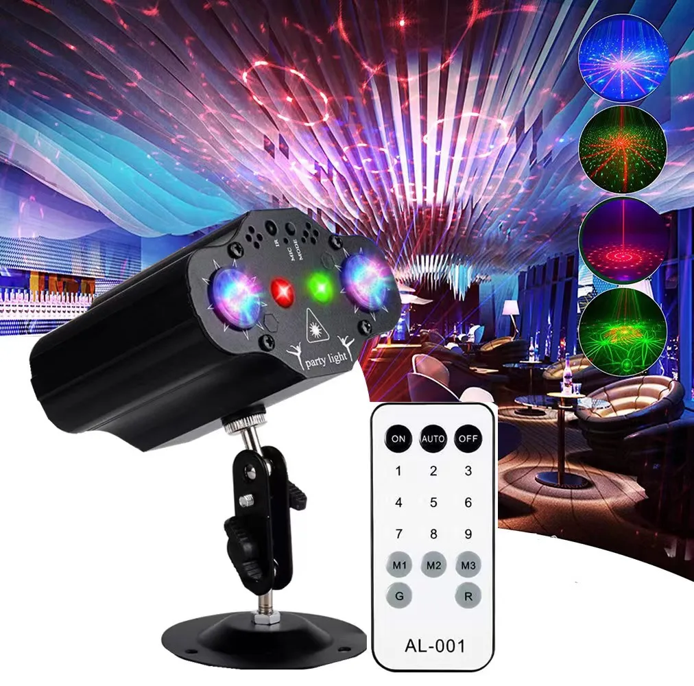 

Stage Lighting DJ Laser Projector Lights 72 Pattern Voice Controlled Strobe Club Garden Home Decor Party LightsBuilBuilt-in batt