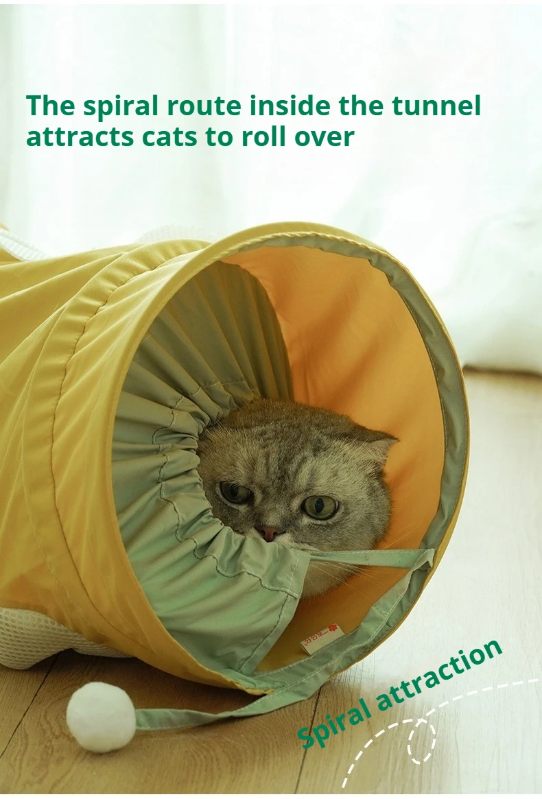 Interactive Cat Tunnel Roller Toy Cool Foldable Spiral Passage for Cats Play Scratch Drill Pet Supplies