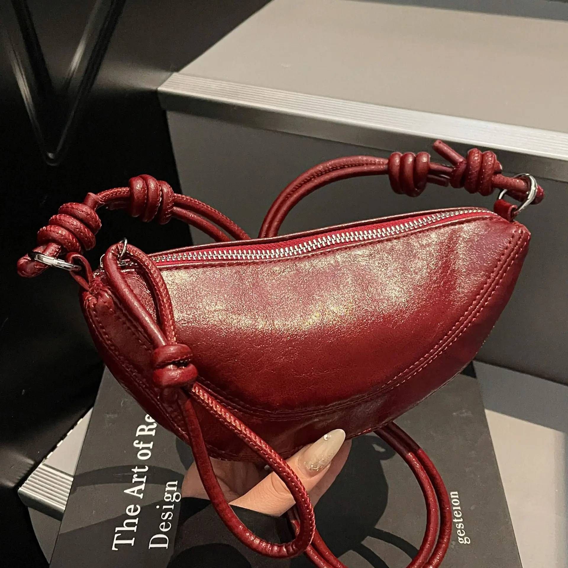 

Crescent Moon Underarm Bag Women Buttery Soft Leather Minimalist Commuter Crossbody Vegan Leather Coffee Run Ready Essential