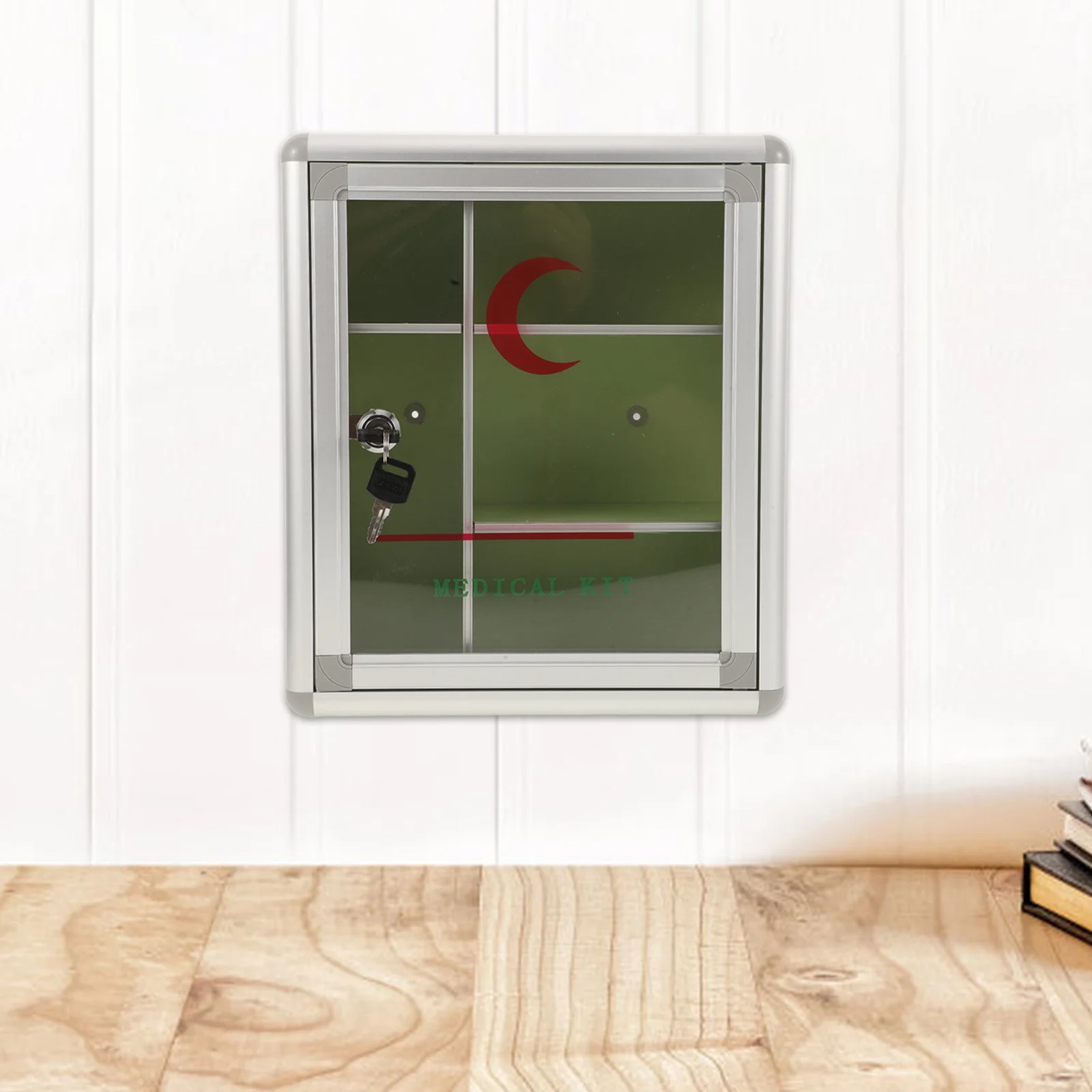 

1Set Wall Mounted Medicine Storage Box Lockable Medical Organizer for Home Office Outdoor Use Portable First Aid Supply Case