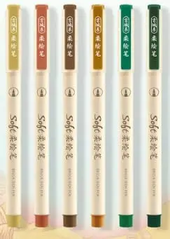 Dianshi 6pcs Soft Drawing Pen Soft Head Marking Pen Color Painting Brush Hand Account Pen Student Calligraphy Pen DS-827S