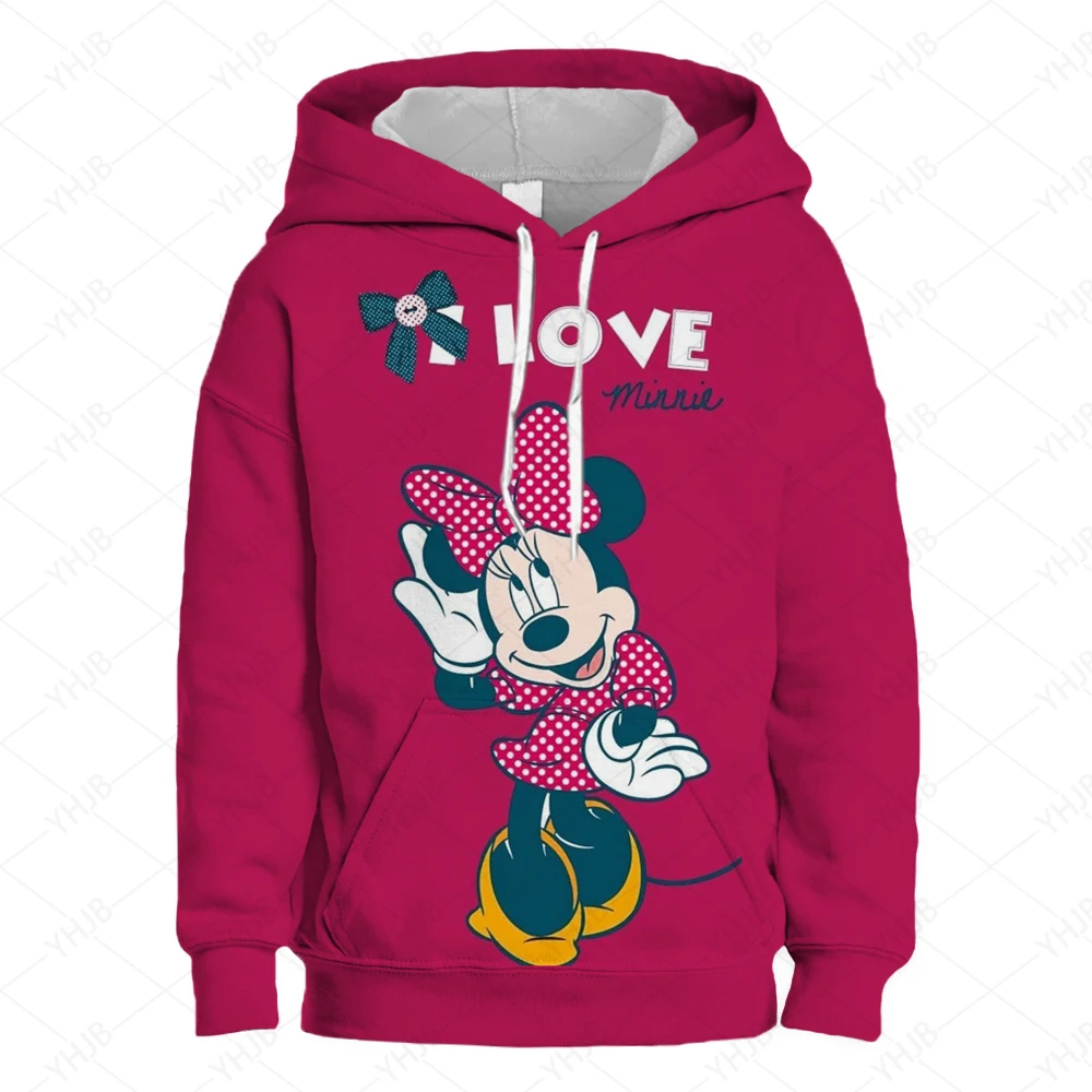 Kids Boys' Disney Minnie Mouse Hoodie Cute Cartoon Girls Soft Tops Children's Loose Wear Autumn Child Long sleeved Sweatshirt