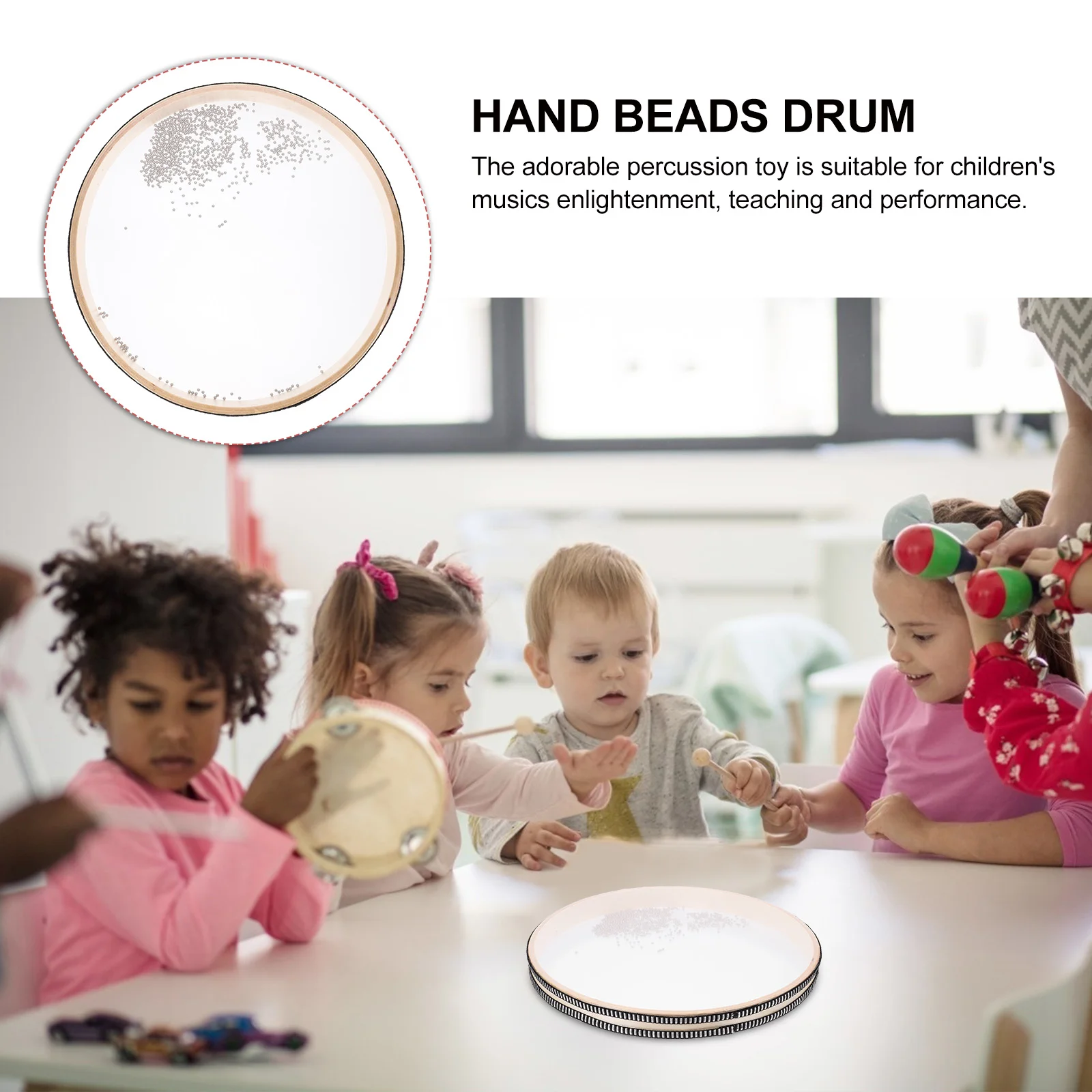 Wave Bead Hand Drum Percussion Instrument Waves Kids Toys Ocean Child Musical