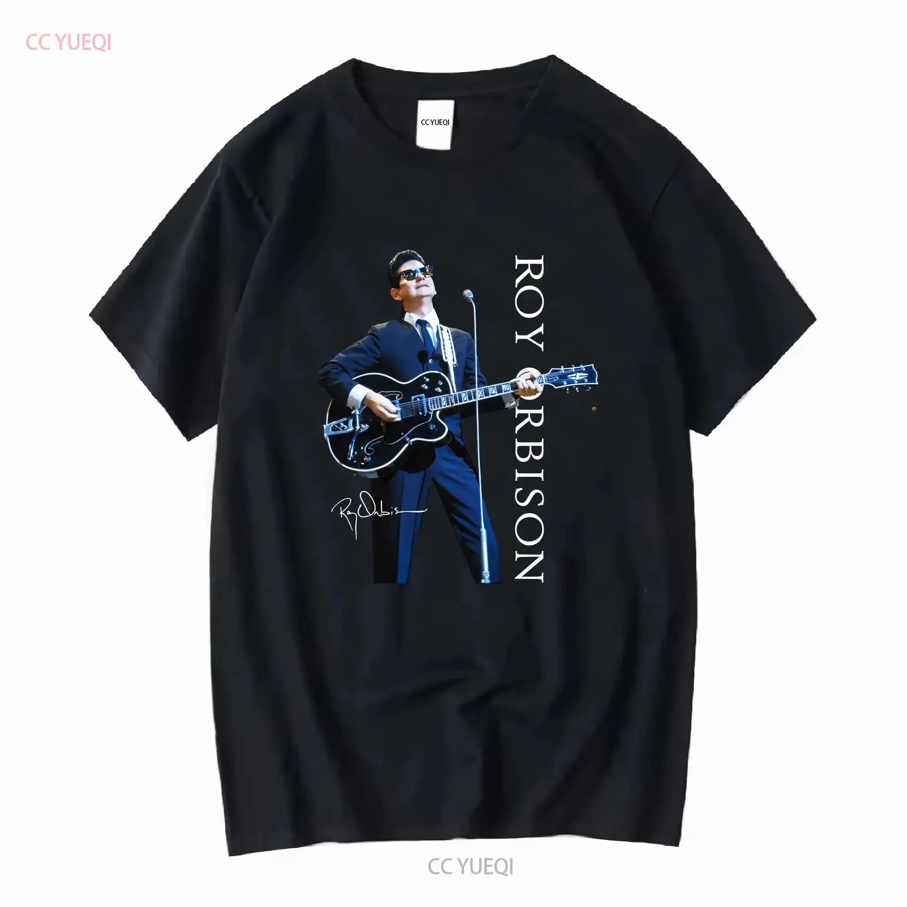 Roy Orbison 1960 on stage blue playing guitar For Fans T Shirt long or short sleeves vintage Washed streetwear