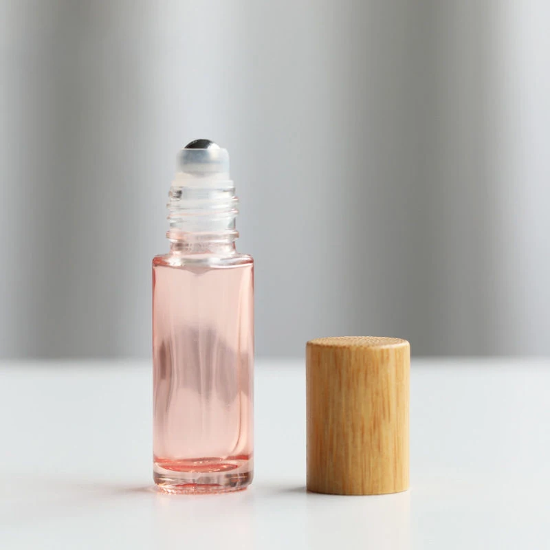 1/2/3/5ml Bottiglie vuote in vetro per olio essenziale Contenitore cosmetico Roll on Bottiglia riutilizzabile in vetro Strumento ricaricabile con coperchio in legno