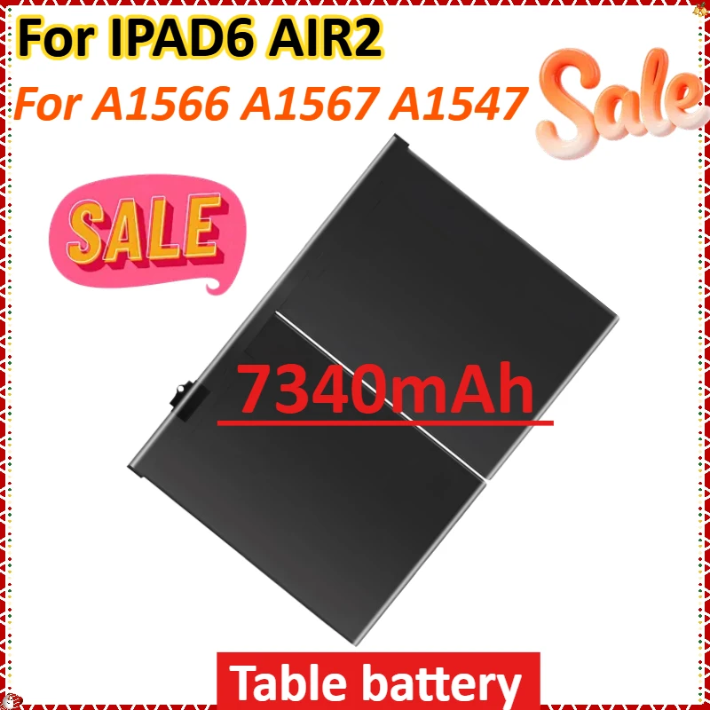 

A1566 7340mAh 3.76V For Ipad 6 Air 2 A1547 A1566 A1567 Newly upgraded Rechargeable High-Capacity Replacement Table battery