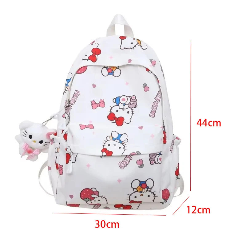 MINISO Nylon Backpack for Women Girl Hello Kitty Kawaii Student School Bag Fashion Luxury Designer Bag Large Capacity Cute