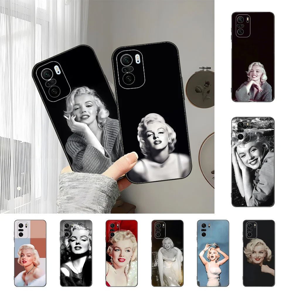 M-Marilyn M-Monroe Phone Case For Xiaomi 11 Redmi Note 11 5G 8T 9A 9 10T Note8Pro Note9 12SUltra Black Case