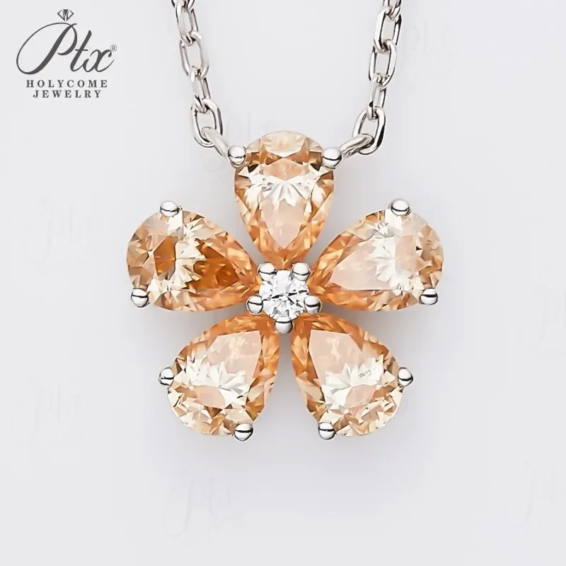 Halskette mit Fünfblättrigem Blumen-Anhänger, Moissanit-Diamant, 925 Sterling Silber Kette, Schmuck für Damen, Hypoallergen, Jubiläumsgeschenk – Detail 20