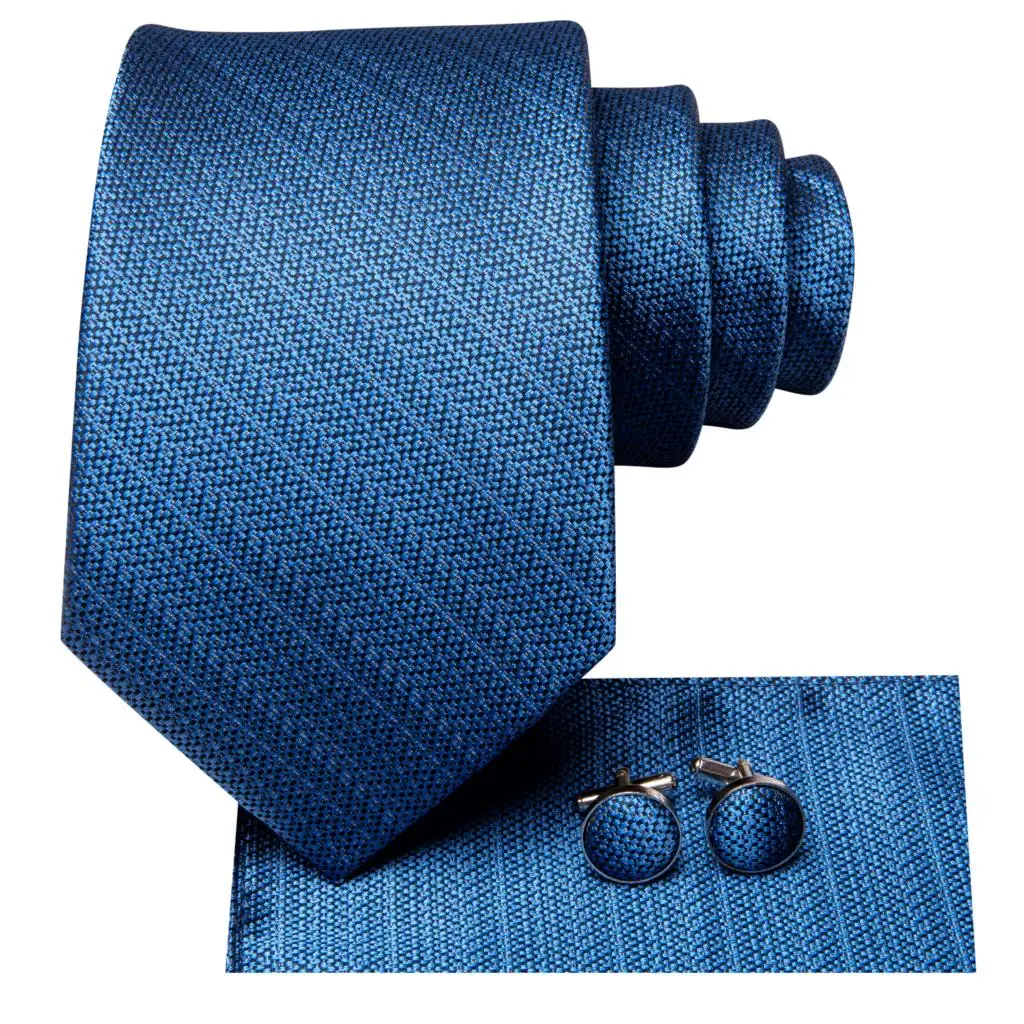 Hi-Tie Blue Viscose Mens Vest with Tie Hankerchief Cufflinks Set Jacquard Waistcoat Sleeveless Jacket for Wedding Business Gift