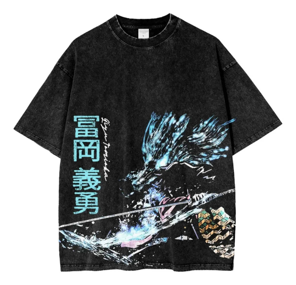Camiseta gráfica de filmes de anime com sangue quente lavada, manga japonesa de grandes dimensões, estampada, manga curta, rua, y2k, algodão pesado, macio
