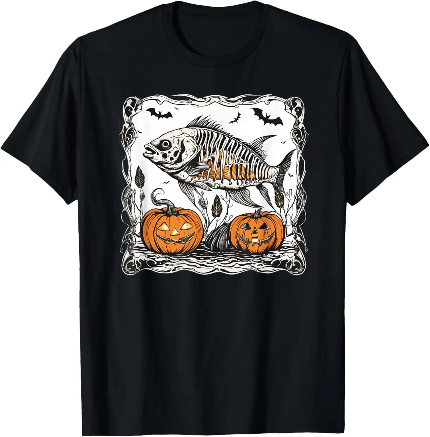 Halloween Fish Skeleton Funny Spooky Fish bone graphic T-Shirt