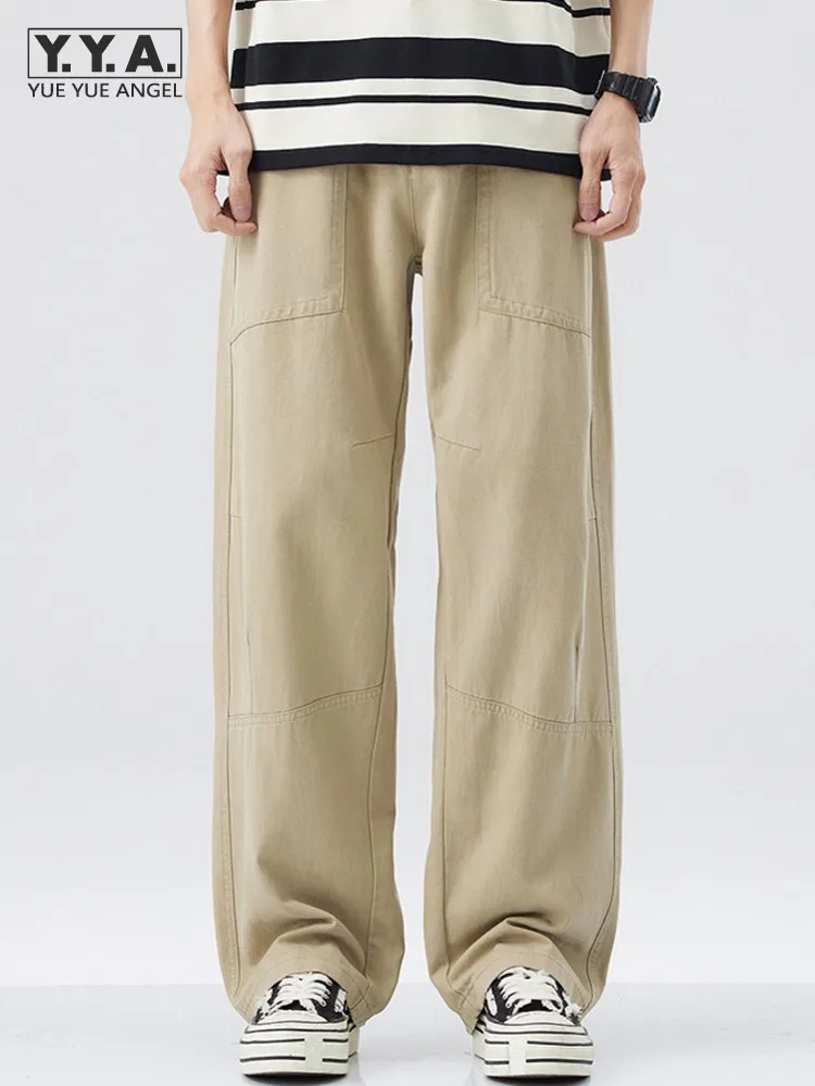 

American Style Summer Fashion Mens Mid Waist Business Casual Pants Fashion Solid Color Loose Fit Straight Pants Male Sweatpants