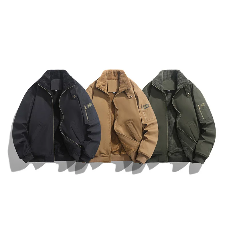 

Men's Baseball Jacket Flight Jacket Men's Washed Cotton Cargo Jacket Retro Stand Collar Pilot Jacket Winter Casual Outwear