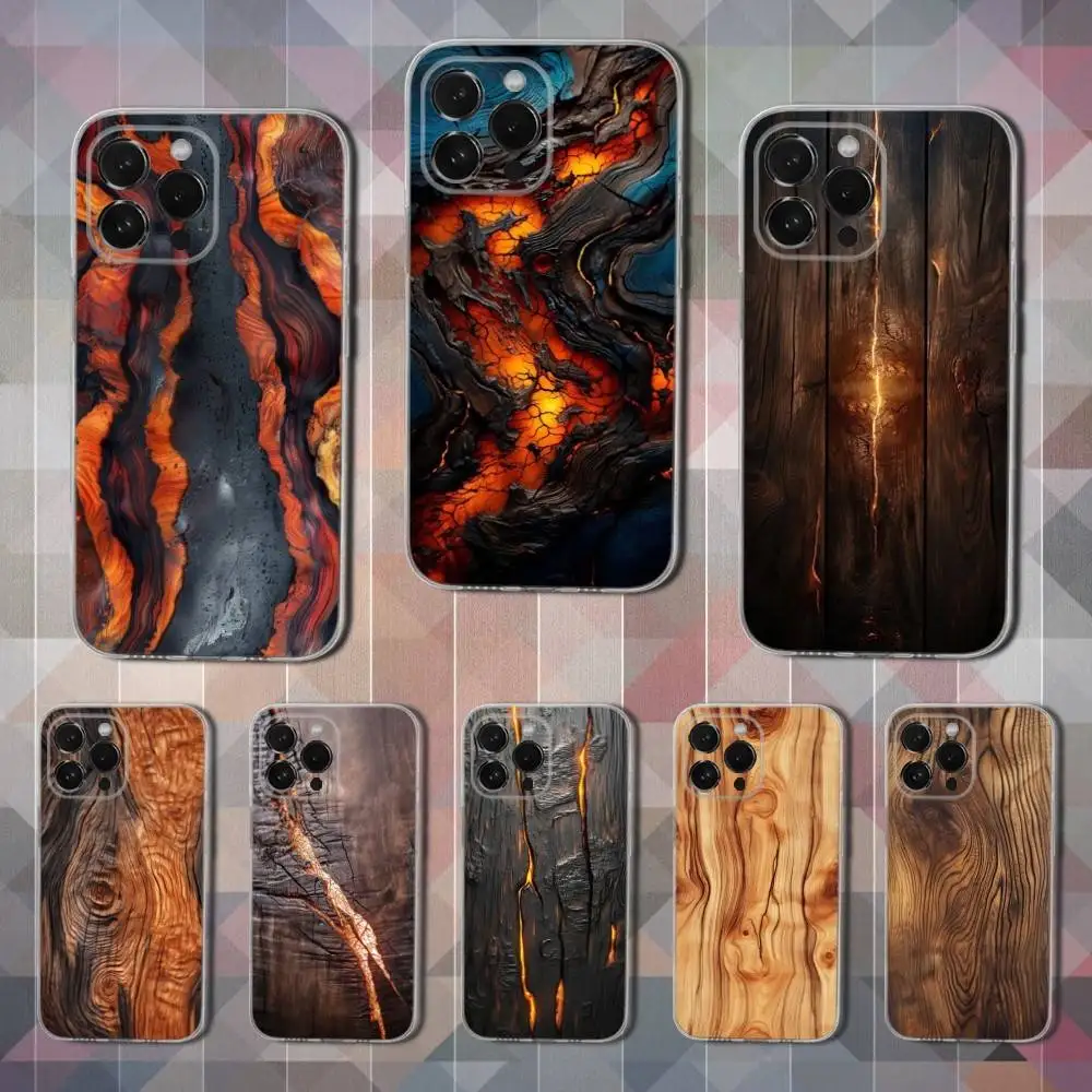 Natural Wood Pattern Phone Case For iPhone 16,15,14,13,12,11,17 Pro,Max,Plus,X,XS,XR,SE,Mini Transparent Soft Cover