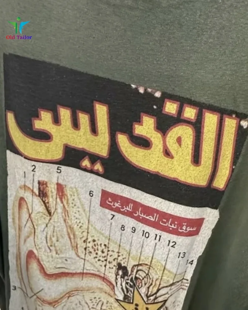 تريند سانت هاي ستريت كلاسيك طباعة خضراء مغسولة قصيرة الأكمام تي شيرت أفضل جودة الصيف فضفاضة تناسب جولة الرقبة جديد المحملة
