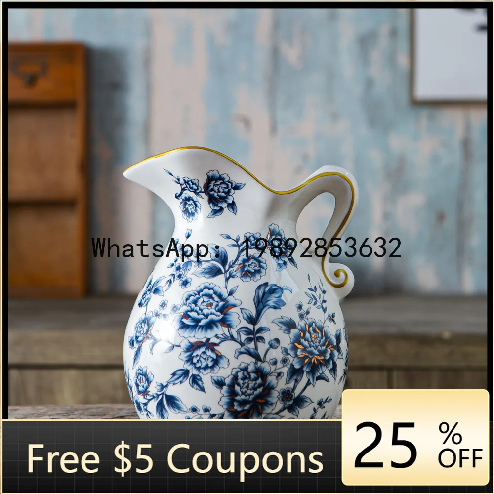 

Z4 Creative Milk Jug Ceramic Vase Home Decor Living Room American Retro Flower Arrangement Vase
