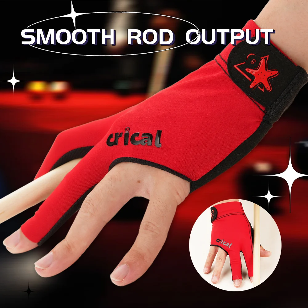 CRICAL-Luvas de lycra para bilhar, 3 dedos, snooker confortável, acessórios para mão direita e esquerda