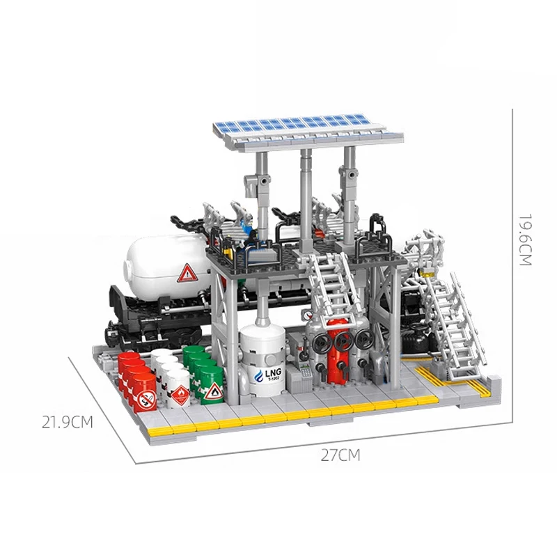 City Modular Chemical Factory 3 In 1 Natural Gas Storage Center Laboratory Transport Station Building Blocks DIY Bricks Toy Gift