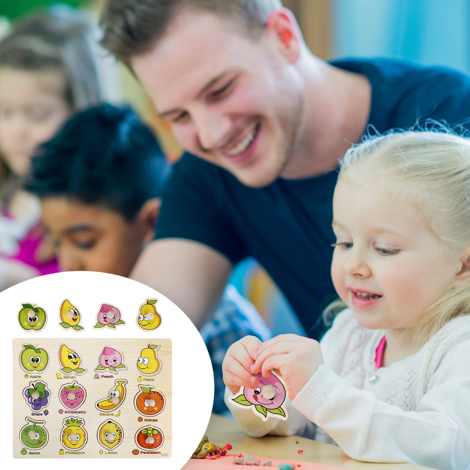 1 ensemble 1 ensemble de Puzzle de fruits en bois pour enfants, jeu d'apprentissage précoce, jeu éducatif pour enfants