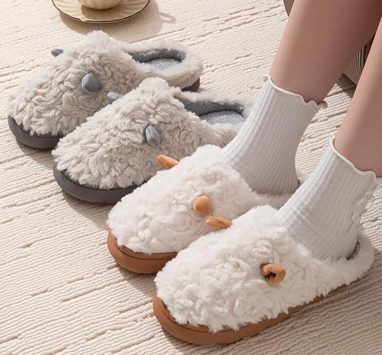 

2025 модные пушистые домашние тапочки унисекс, мягкие и легкие противоскользящие удобные домашние шлепанцы на осень-зиму