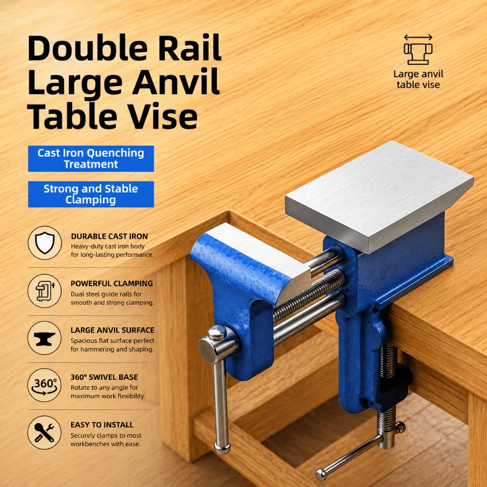 Industrial Grade Bench Vise Blue Coated Enlarged Widened Workbench Vice High Toughness Cast Iron Industrial Vise