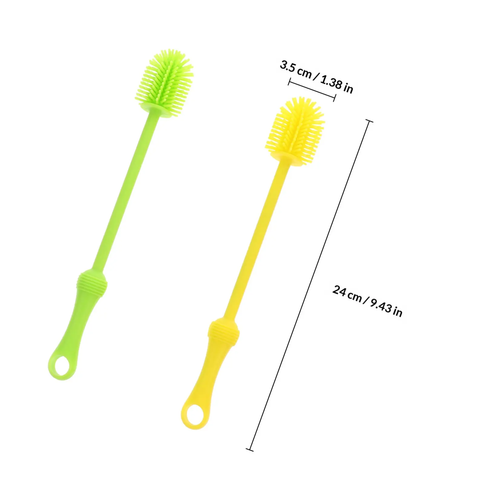 2Pcs Baby Bottle Brush Silicone Cleaner Long Handle Nonslip Hanging Storage High Density Bristles Multipurpose Kitchen Cup