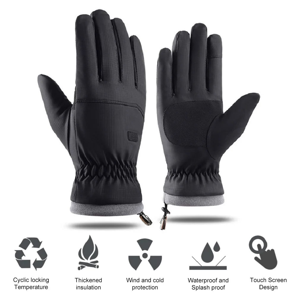 Winter Cycling Gloves Touch Screen Windproof Fullfinger Warm Gloves Outdoor Scooter Sports Riding Ski Gloves Running Gloves