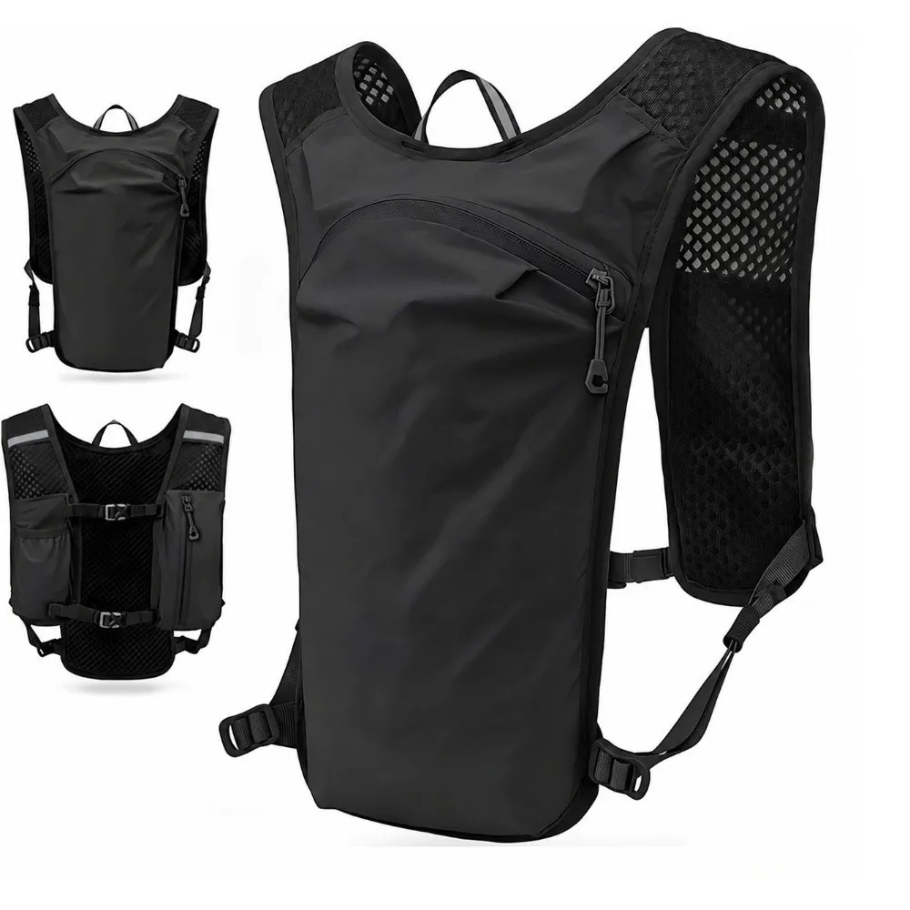 2PCS Nylon Hydration Running Vest Lightweight with Reflective Strips Hydration Vest Backpack Breathable Running Hydration Pack