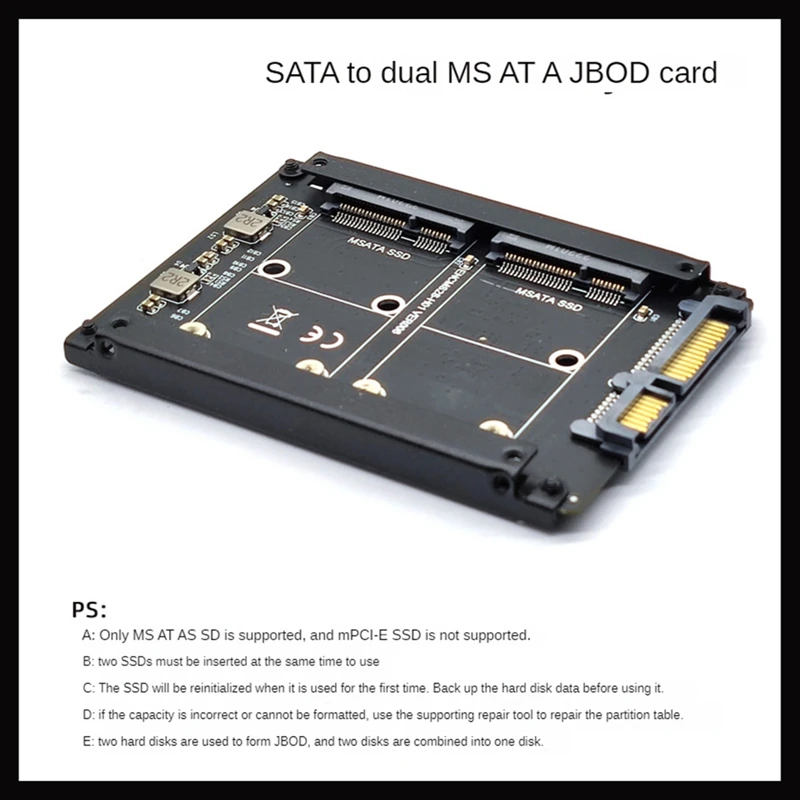 

1 Pcs Duals MSATA To SATA3.0 Adapter Card PCB + Metal MINI SATA SSD To SATA 6Gbps Interface Adapter Card Support 2X MSATA SSD