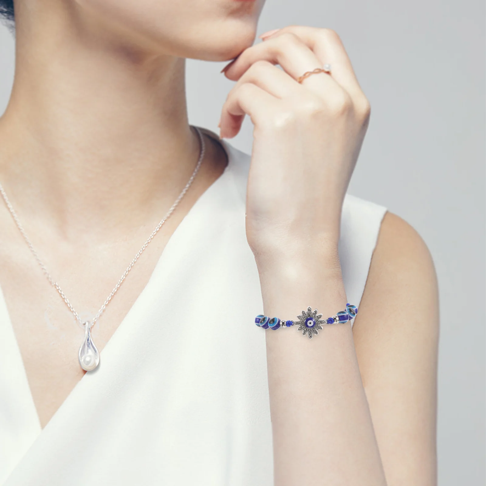 

6Pcs Evil Eye Bracelets Women Men Lucky Aesthetic Bead String Turkish Jewelry Spacer Beads Protection Festivals