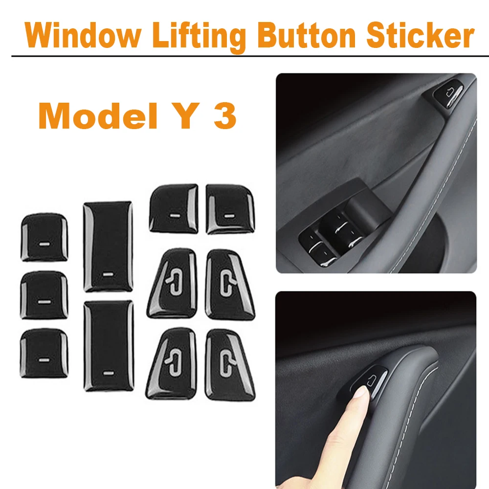 

For Tesla Model 3 Model Y 2017-2023 Car Window Switch Button Decoration Sticker Door Button Sticker Interior Accessories Guard