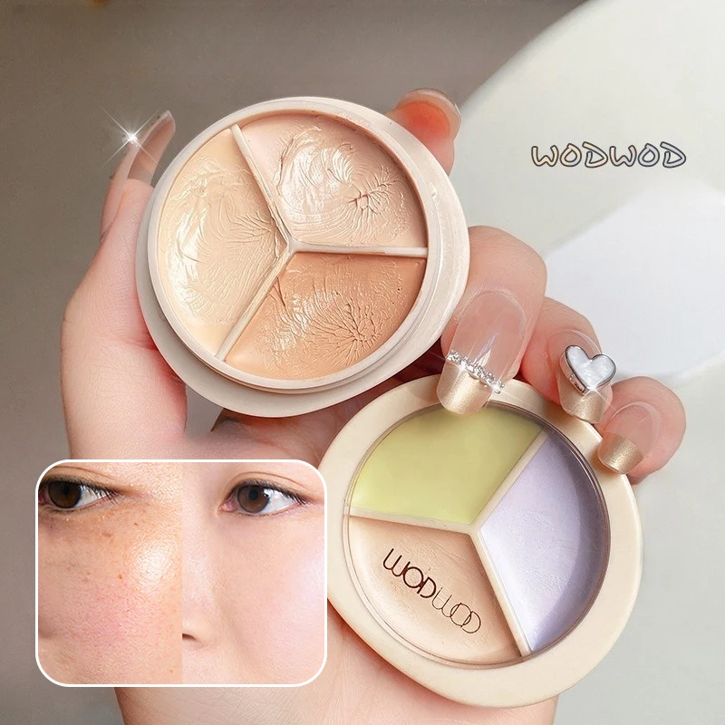 كونسيلر WODWOD ثلاثي الألوان قابل للتعديل، كونسيلر للبقع، كونسيلر علامات الجيب، كونسيلر مقاوم للماء #1