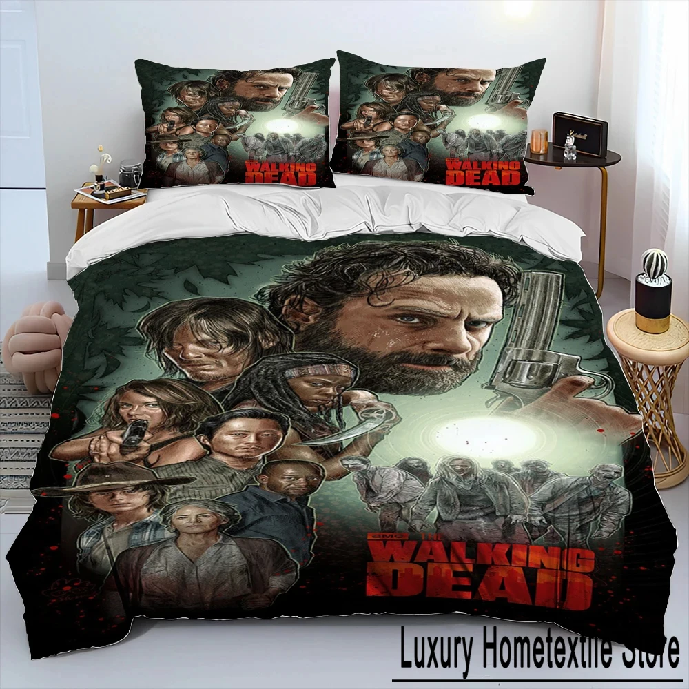 Horror TV The Walking Dead Lincoln Comforter Bedding Set,Duvet Cover Bed Set Quilt Cover Pillowcase,King Queen Size Bedding Set