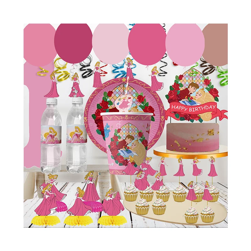 

Disney sleeping beauty Cartoon theme children back to school Birthday Party Stickers Balloon Wedding & Engagement baby supplies