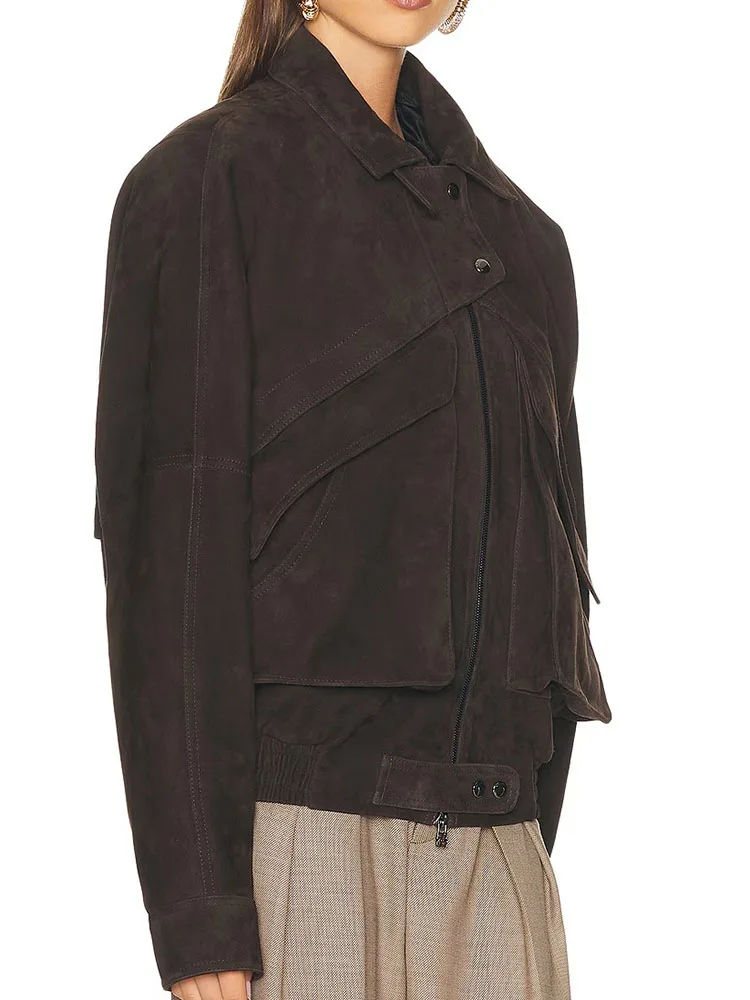 

Новая сумка через плечо из искусственной кожи, короткая куртка, воротник-стойка, молния, рабочая одежда, пальто, свободный, повседневный и универсальный топ