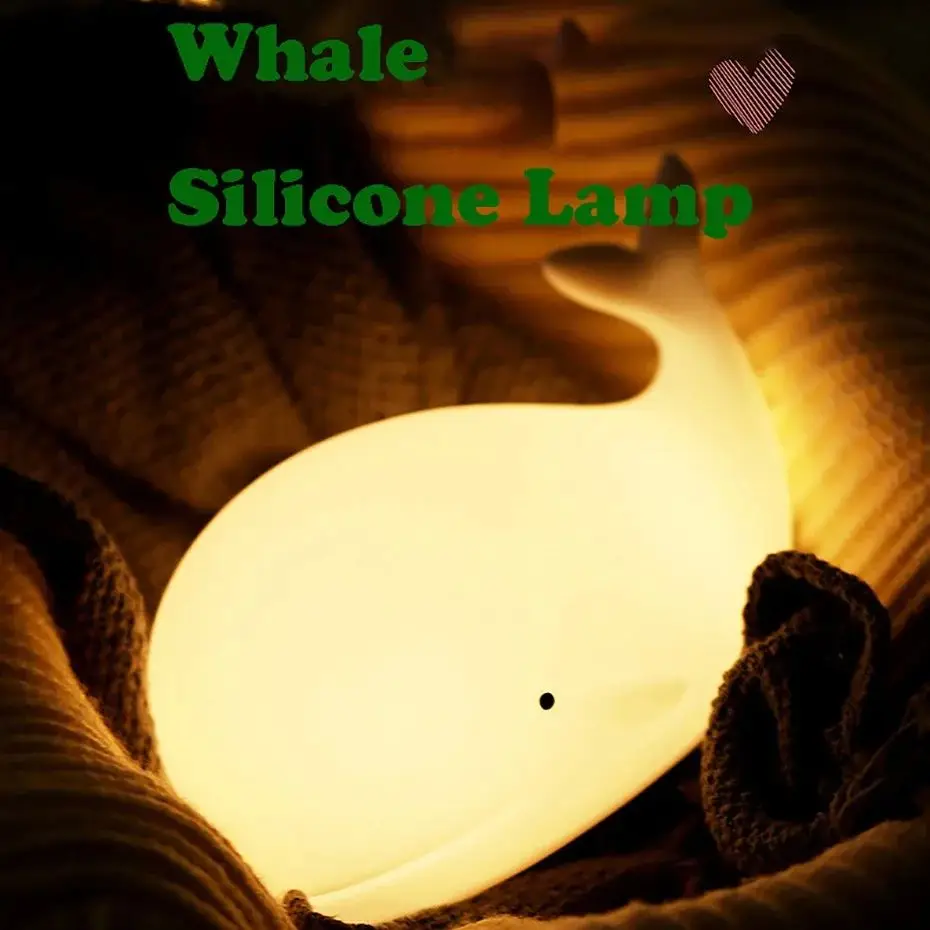 LED Night Light Cute Whale Cartoon animals Silicone Lamp for Children Kid Touch Sensor Timing USB Rechargeable for Birthday Gift